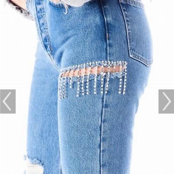 Akira Rhinestone Thigh Rhinestone Slit Jeans 13 W 30 - Picture 7 of 7